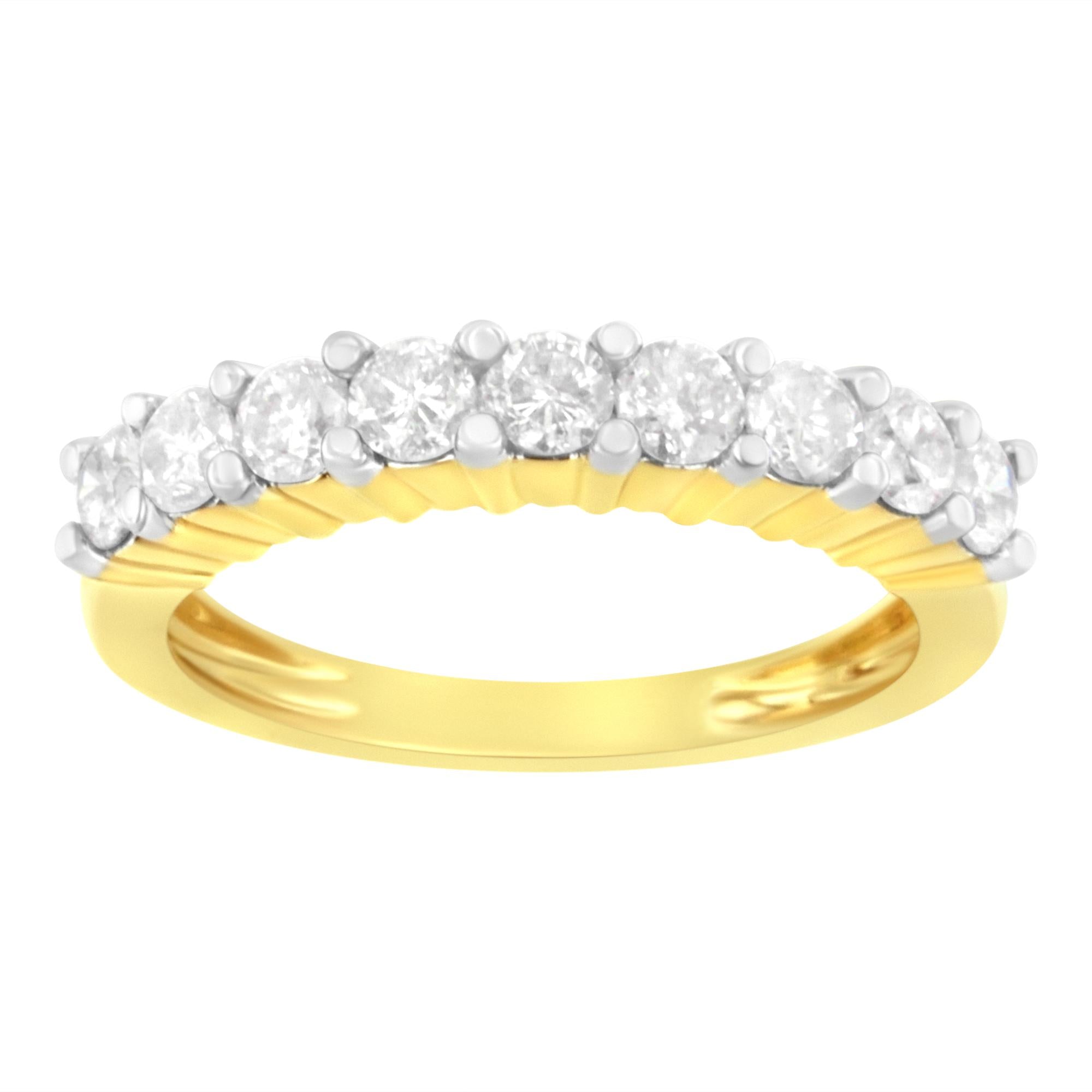 IGI Certified 10KT Yellow Gold 1 Cttw Diamond Band Ring (J-K, I1-I2)