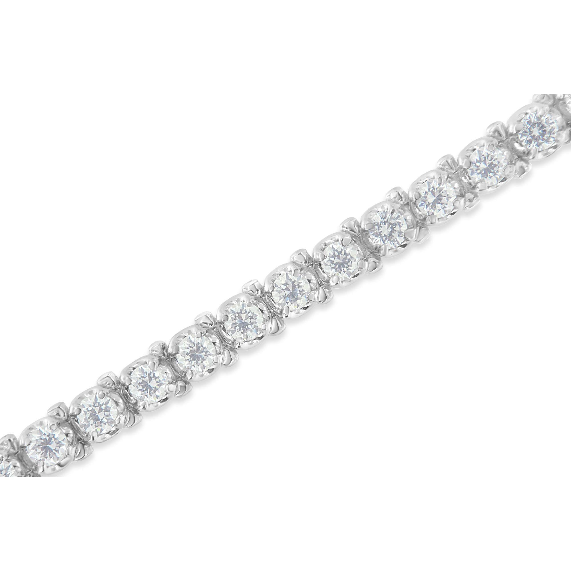 IGI Certified 7.0 Cttw Round-Brilliant Diamond 14K White Gold 7” Hinged Tennis Bracelet (H-I Color, I1-I2 Clarity)