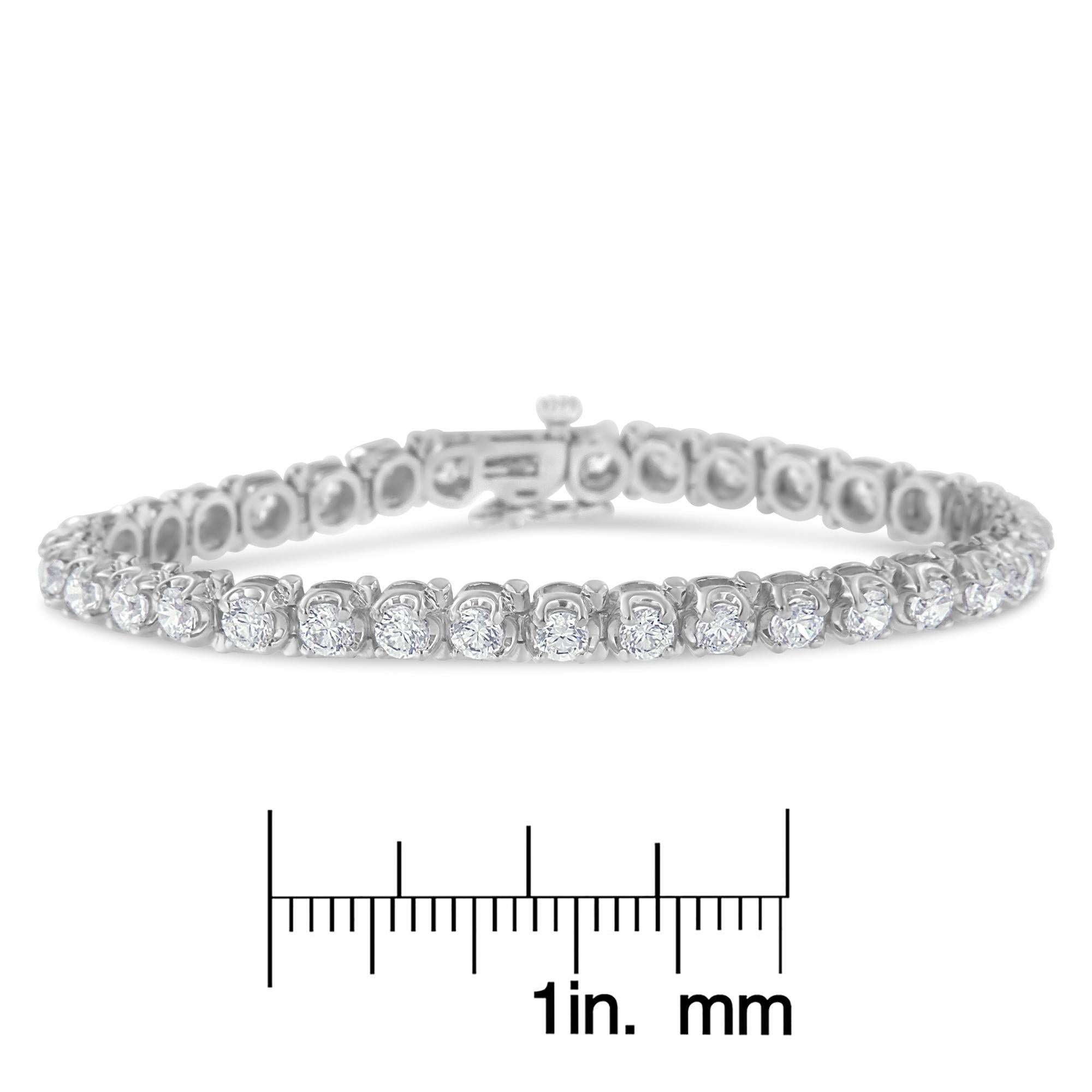 IGI Certified 7.0 Cttw Round-Brilliant Diamond 14K White Gold 7” Hinged Tennis Bracelet (H-I Color, I1-I2 Clarity)