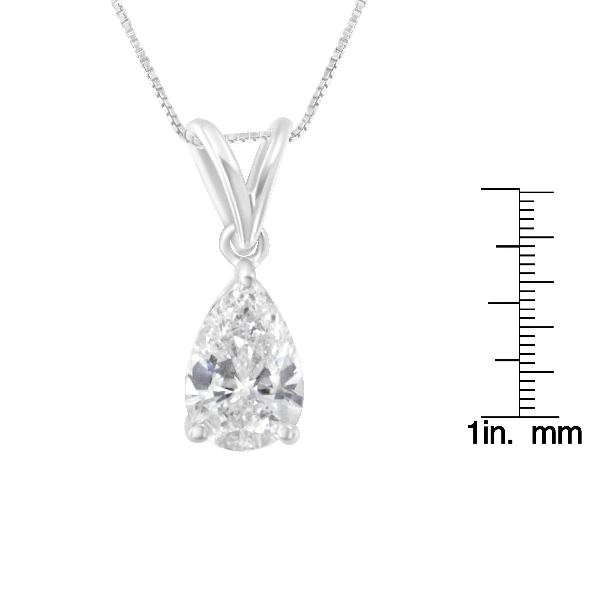 Exquisite IGI Certified 10K White Gold 1/2 Cttw Diamond Pear Pendant Necklace