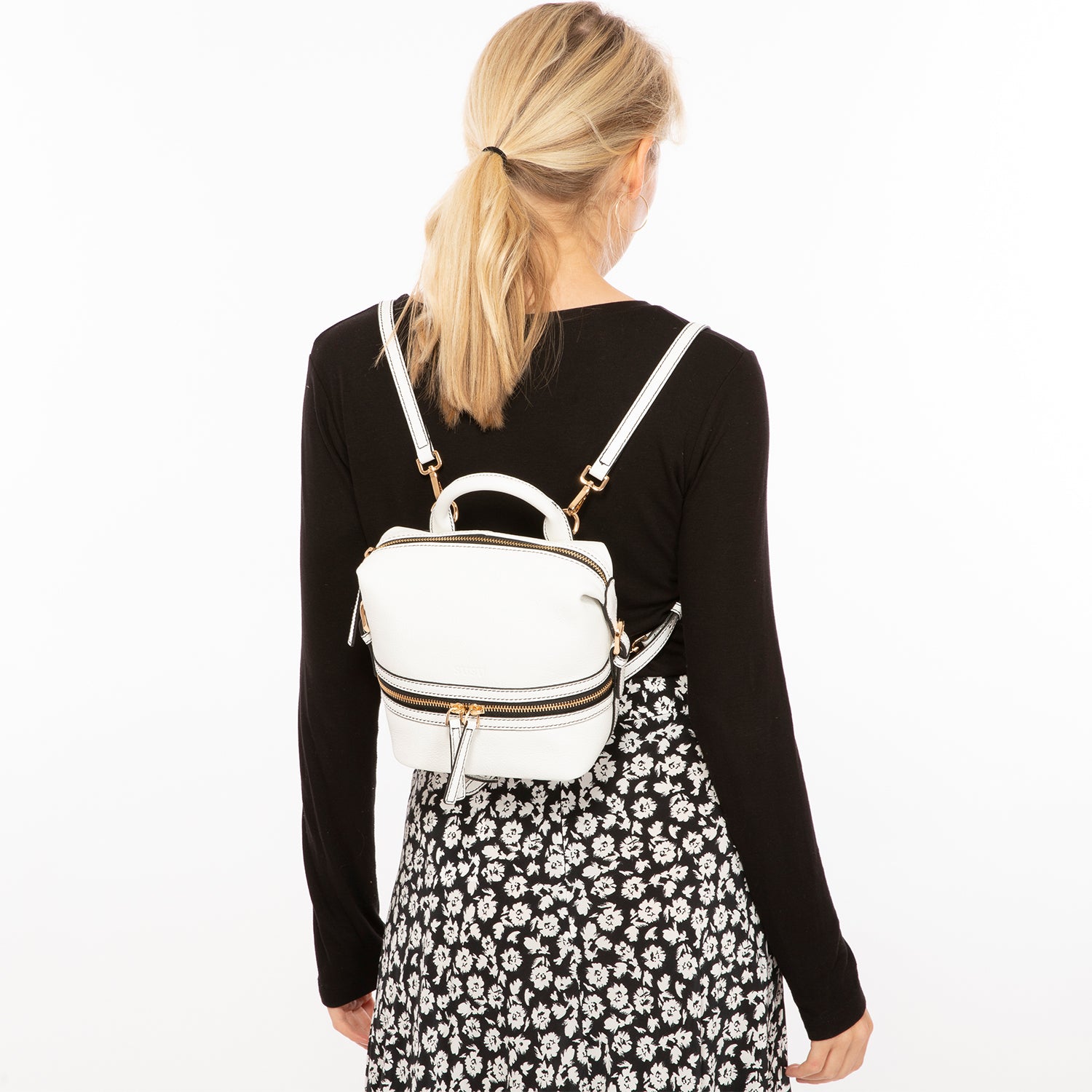 Introducing the Ashley Small White Leather Backpack Purse - The Perfect Blend of Style and Functionality