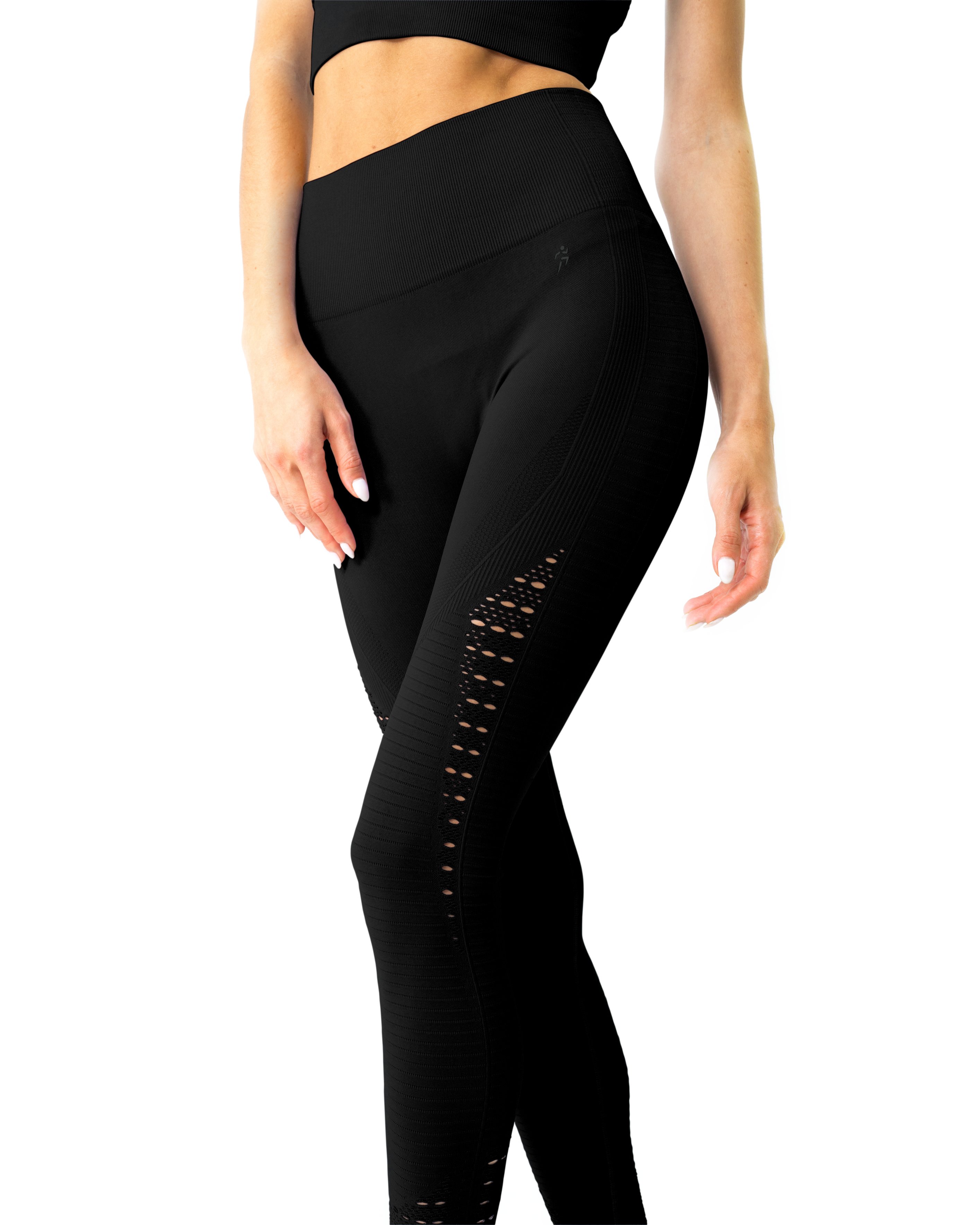 Elevate Your Workout Style with Mesh Seamless Legging With Ribbing Detail - Black