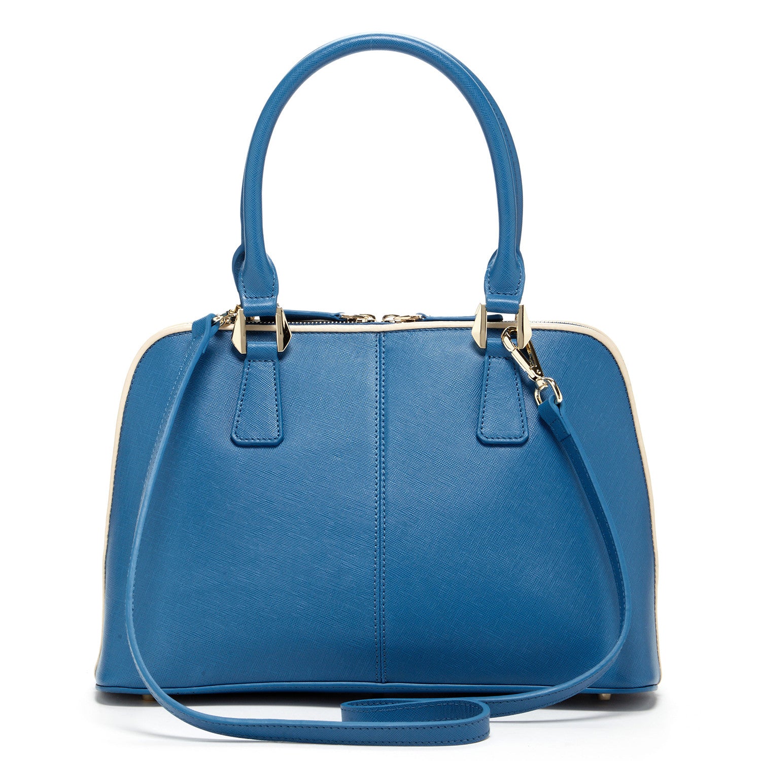  Introducing the Stylish and Timeless Melissa Blue Saffiano Leather Satchel Bag