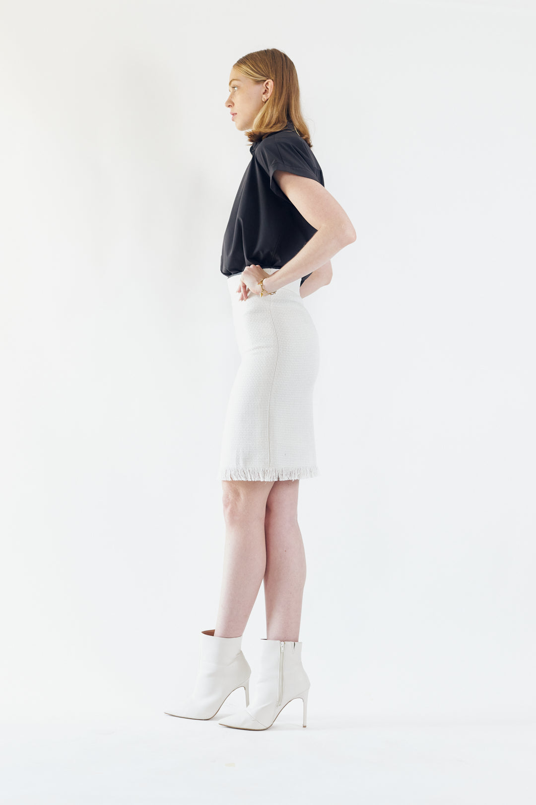 White Tweed Skirt - Unleashing the Power Woman Within