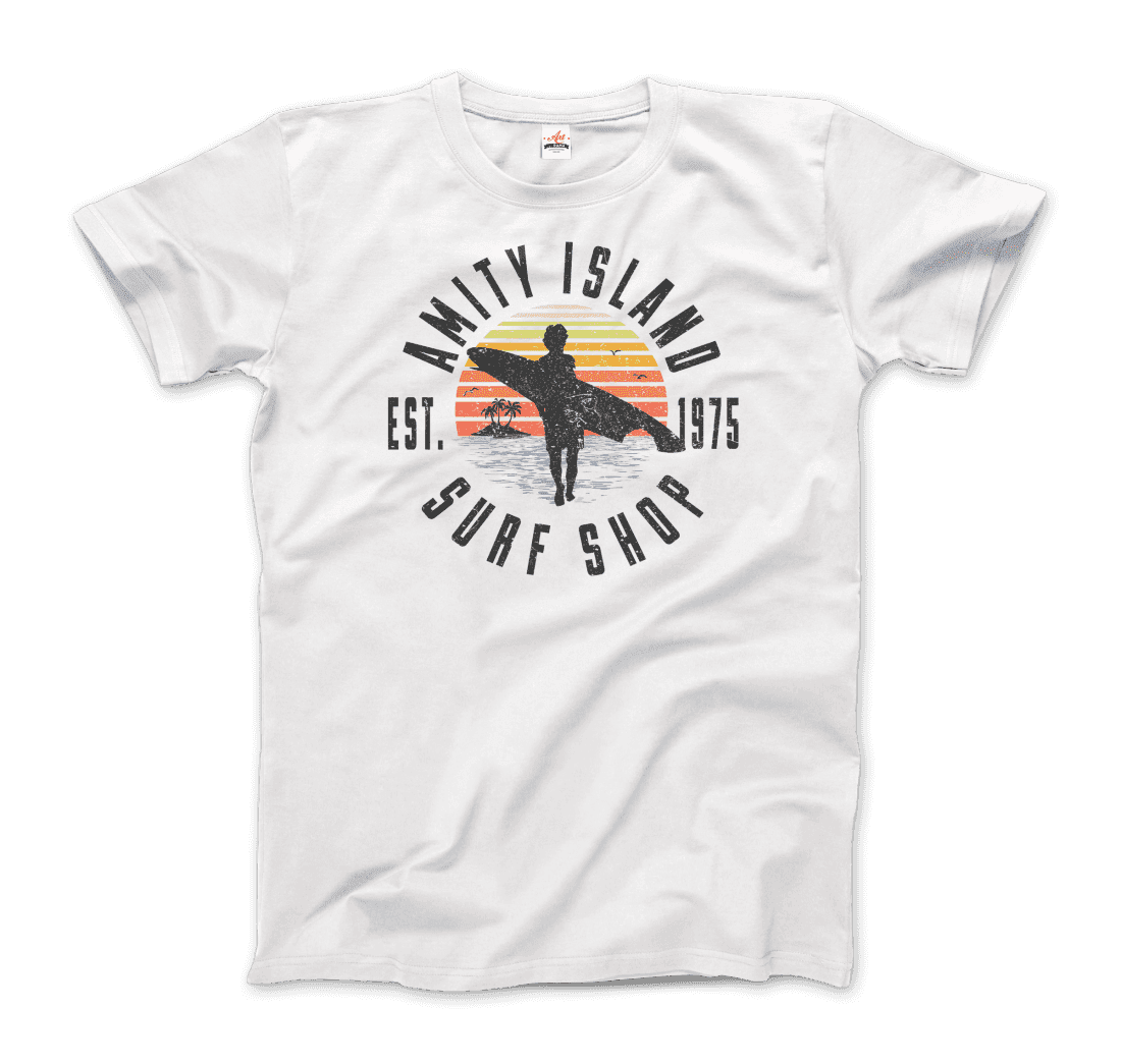 Make Waves with the Jaws T-Shirt from Amity Island Surf Shop