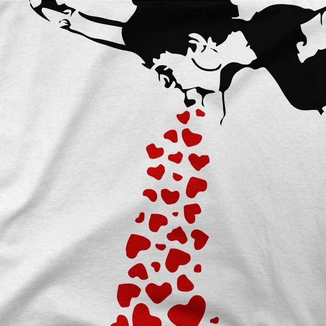 Banksy Lovesick Girl Throwing Up Hearts Artwork T-Shirt - Where Art Meets Fashion