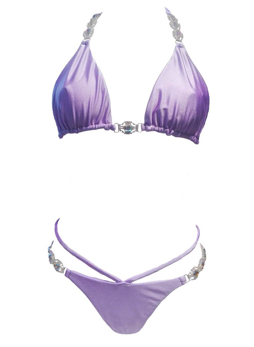 Elevate Your Beachside Glamour with the Shanel Triangle Top & Tango Bottom - Purple Bikini Set!