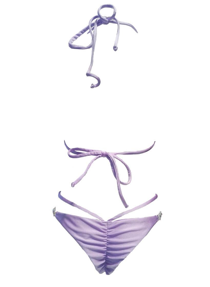 Elevate Your Beachside Glamour with the Shanel Triangle Top & Tango Bottom - Purple Bikini Set!